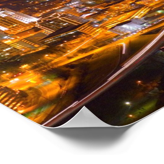 Downtown Roanoke, Virginia bij nacht. Poster (Hoek)