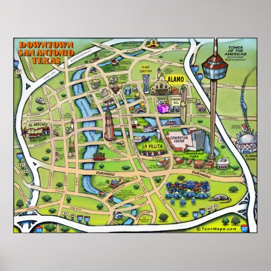 Downtown San Antonio Poster (Voorkant)