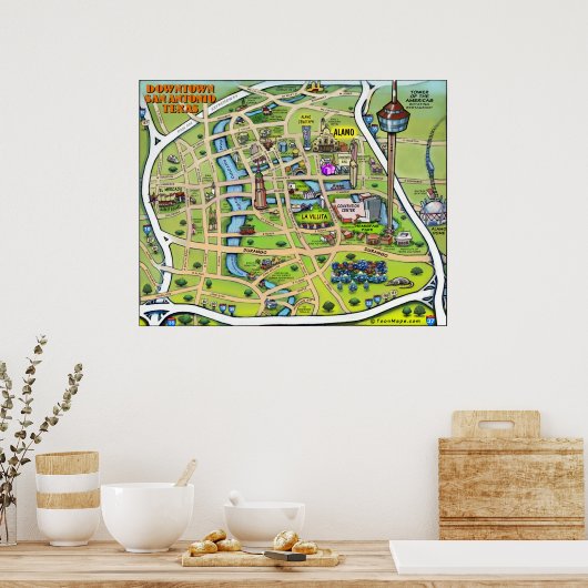 Downtown San Antonio Poster (Keuken)