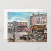 Downtown Willoughby, Dog Walk Painting Briefkaart (Voorkant / Achterkant)