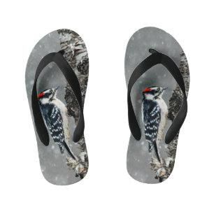 Downy Specht in Sneeuw - Originele Foto Kinder Teenslippers