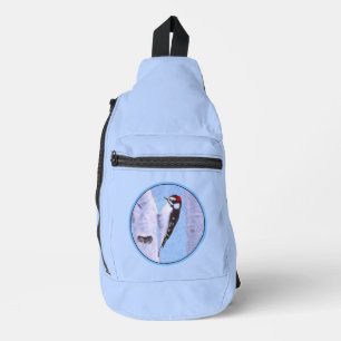 Downy Woodpecker Aspen Schilderen Originele Vogelk Sling Bag
