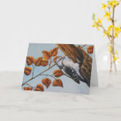 Downy Woodpecker - Carte de voeux vierge (Fleur jaune)