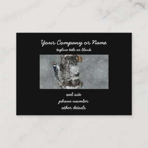 Downy Woodpecker in sneeuw - Originele foto Visitekaartje