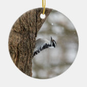 Downy Woodpecker | Keramisch Ornament (Voorkant)