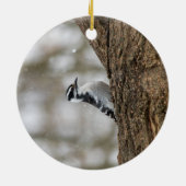 Downy Woodpecker | Keramisch Ornament (Achterkant)