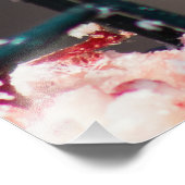 Downy Woodpecker op Feeder Square Foto Foto Afdruk (Hoek)