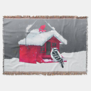Downy Woodpecker Painting - Oorspronkelijke vogelk Deken