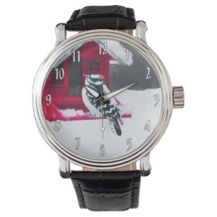 Downy Woodpecker Painting - Oorspronkelijke vogelk Horloge