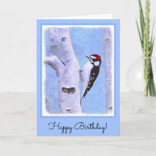 Downy Woodpecker Painting - Oorspronkelijke vogelk Kaart
