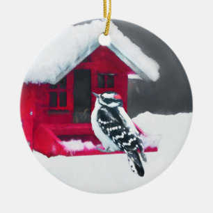 Downy Woodpecker Painting - Oorspronkelijke vogelk Keramisch Ornament