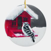 Downy Woodpecker Painting - Oorspronkelijke vogelk Keramisch Ornament (Achterkant)