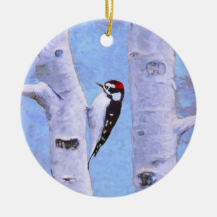Downy Woodpecker Painting - Oorspronkelijke vogelk Keramisch Ornament