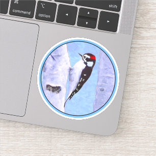 Downy Woodpecker Painting - Oorspronkelijke vogelk Sticker