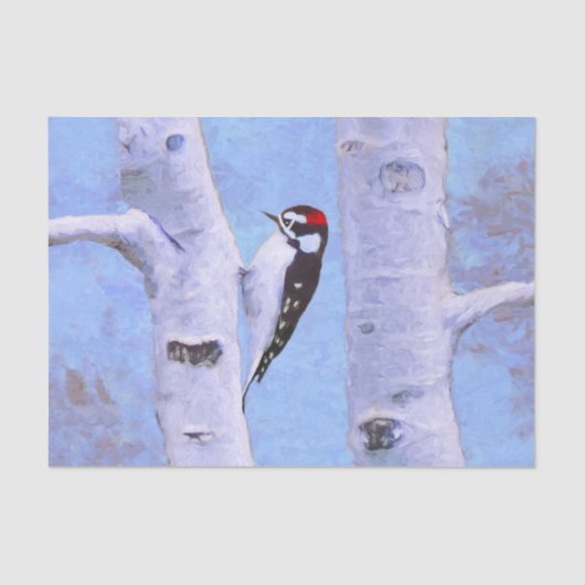 Downy Woodpecker Painting - Oorspronkelijke vogelk Tissuepapier (Voorkant)