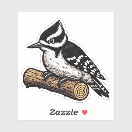 Downy Woodpecker vogel Custom-Cut Vinyl Sticker (Vel)