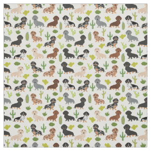 Doxie Cactus Fabric - cadeau voor schattige dachsh Stof