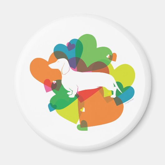 Doxie Colorful Heart Design Magneet (Voorkant)