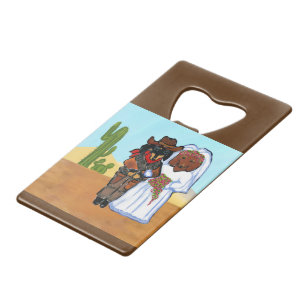 Doxie Cowboy Bruiloft Kredietkaart Flessenopener