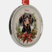 Doxie Dachshund Christmas Pet Memorial Hondenras Metalen Ornament (Rechts)