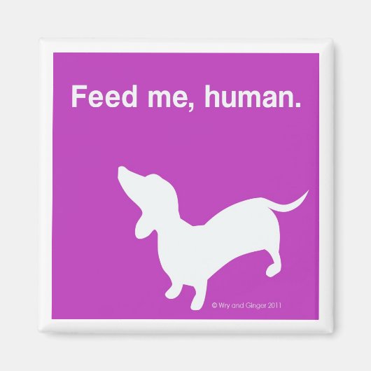 Doxie Feed Me Magnet roze Magneet (Voorkant)