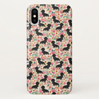 Doxie Floral phone case - black doxie - crème
