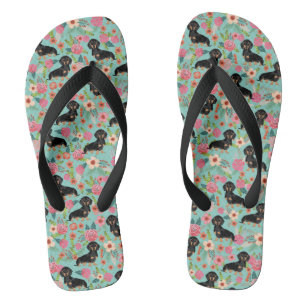 Doxie Florals Teenslippers - zwart en geelbruin do