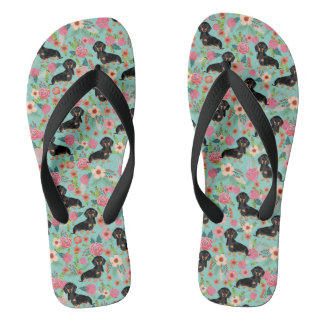 Doxie Florals Teenslippers - zwart en geelbruin do