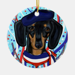 Doxie in Parijs Keramisch Ornament