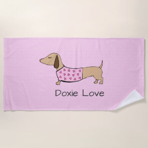 Doxie Love Roze Polka Dot Poolside Gift Strandlaken