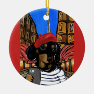 DOXIE SELFIE KERAMISCH ORNAMENT