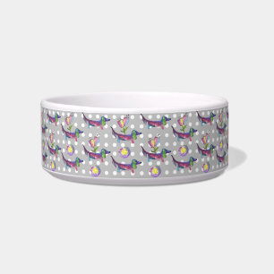 Doxies met bloemen Dog Bowl Voerbakje
