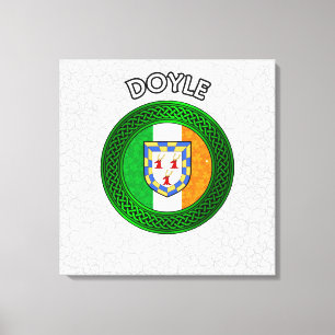 Doyle Crest en Celtic Knot op Shamrock Canvas Afdruk