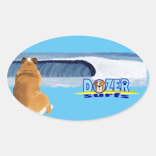 Dozer bedankt de oceaan. ovale sticker (Voorkant)