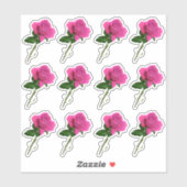 Dozijn lange steel roze rozenblad Sticker (Vel)