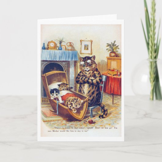 Dozing Cat and Baby Cat, Louis Wain Kaart (Voorkant)