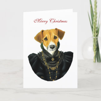 DR037 hefboom Russell Terrier, Vrolijke Kerstmis Feestdagen Kaart