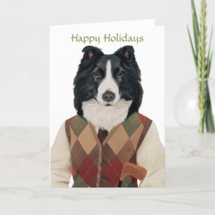DR132 border collie, prettige feestdagen (plural:) Kaart