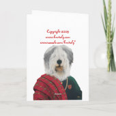 DR223 Oudengelse herdershond Kerstkaart Feestdagen Kaart (Achterkant)