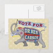 Dr. Ben Carson President 2016 Republican Elephant Briefkaart (Voorkant / Achterkant)