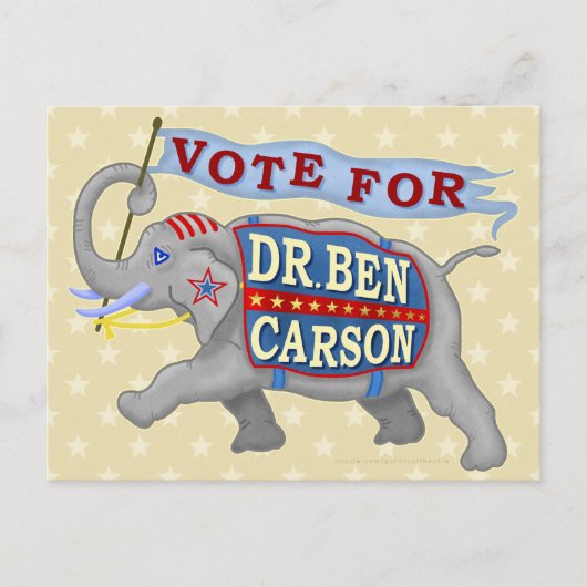Dr. Ben Carson President 2016 Republican Elephant Briefkaart (Voorkant)