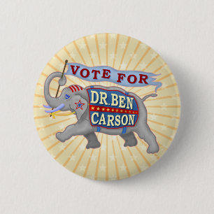 Dr. Ben Carson President 2016 Republican Elephant Ronde Button 5,7 Cm