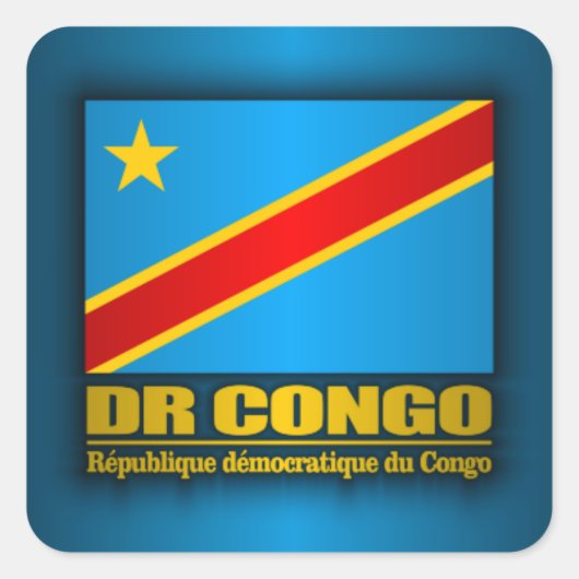 DR Congo Vlag Vierkante Sticker (Voorkant)