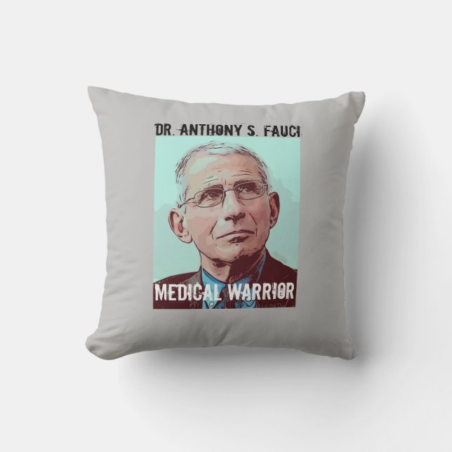 Dr. Fauci, Medical Warrior, grijs Kussen (Voorkant)
