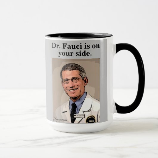 Dr. Fauci staat aan uw kant, grijs Mok (Rechts)