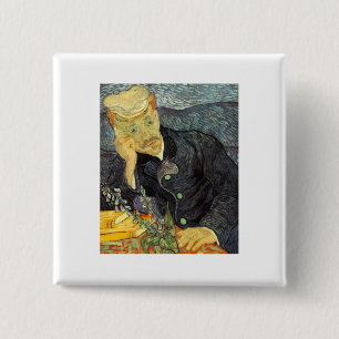 Dr. Gachet - Van Gogh - c1890 Vierkante Button 5,1 Cm