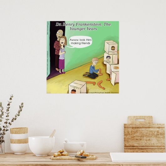 Dr Henry Frankenstein Funny Poster (Keuken)