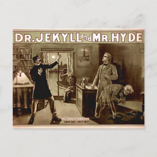 Dr. Jekyll en Mr. Hyde Vintage Illustratie 1880s Feestdagenkaart