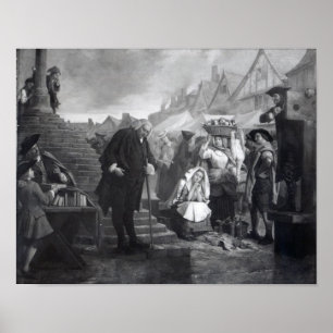 Dr. Johnson die een boete doet op de markt Poster