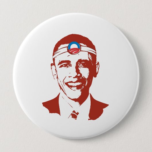 Dr. Obama red Ronde Button 4,0 Cm (Voorkant)
